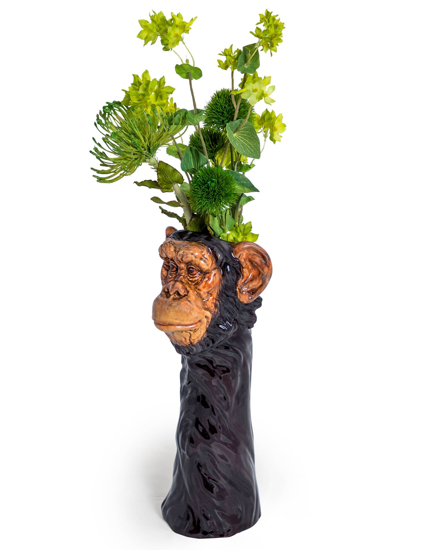 Hand Painted Ceramic Chimpanzee Head Vase